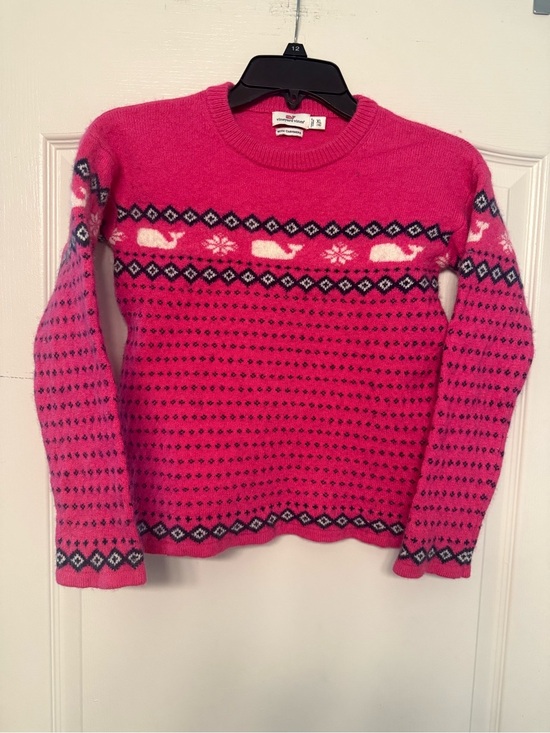 Vineyard Vines Other - Vineyard Vines Kids XL 16 Cashmere Blend Whale Fair Isle Sweater Pink Crewneck